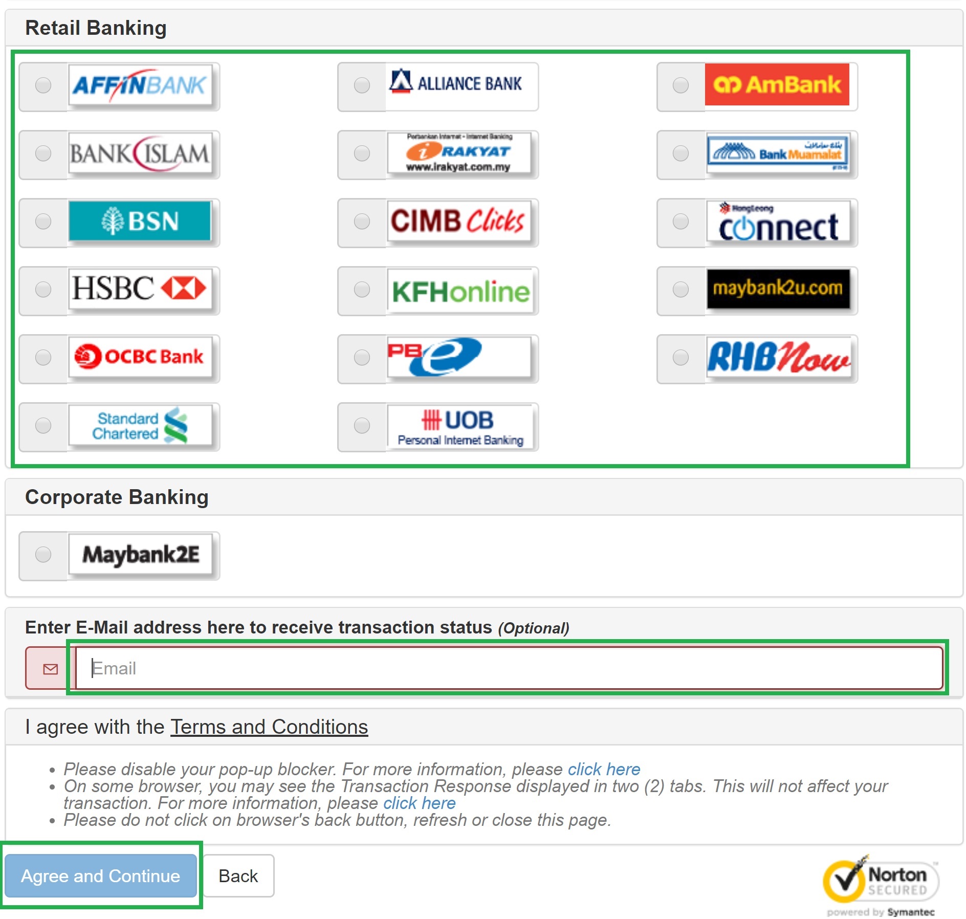 bank selection