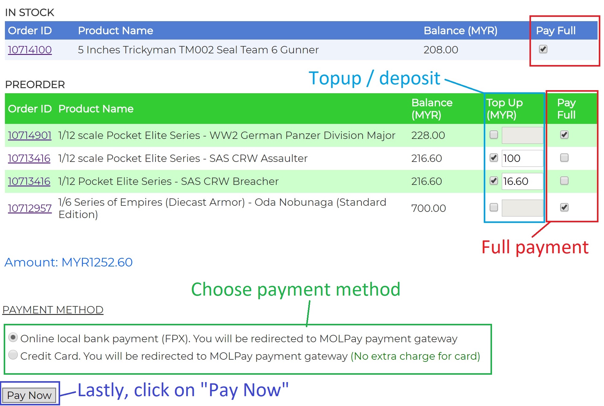 open payment